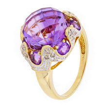 Load image into Gallery viewer, 14k Yellow Gold 7.60ctw Amethyst &amp; Diamond Dome Ring