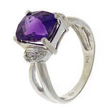 Load image into Gallery viewer, 10k White Gold 3.88ctw Amethyst &amp; Diamond Split Ring
