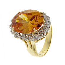 Load image into Gallery viewer, 14k Yellow Gold 9.65ctw Citrine &amp; Diamond Oval Halo Ring