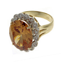 Load image into Gallery viewer, 14k Yellow Gold 9.65ctw Citrine &amp; Diamond Oval Halo Ring
