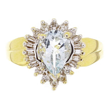 Load image into Gallery viewer, 14k Yellow Gold 1.63ctw Aquamarine &amp; Diamond Cluster Ring