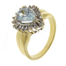 Load image into Gallery viewer, 14k Yellow Gold 1.63ctw Aquamarine &amp; Diamond Cluster Ring