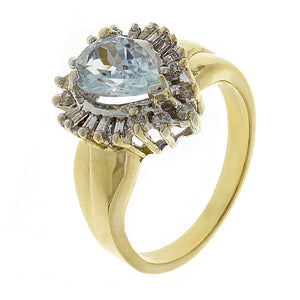 14k Yellow Gold 1.63ctw Aquamarine & Diamond Cluster Ring