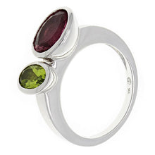 Load image into Gallery viewer, 14k White Gold 3ctw Pink Tourmaline &amp; Peridot Bezel Ring