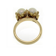 Load image into Gallery viewer, 18k Yellow Gold 0.13ctw Diamond &amp; 7mm White Cultured Pearl Ring