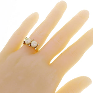 18k Yellow Gold 0.13ctw Diamond & 7mm White Cultured Pearl Ring