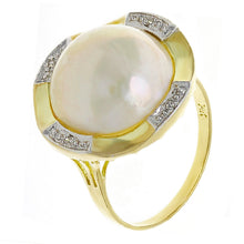 Load image into Gallery viewer, 14k Yellow Gold 0.03ctw Diamond &amp; 13mm Mabe Pearl Circle Ring