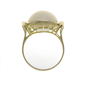 14k Yellow Gold 0.03ctw Diamond & 13mm Mabe Pearl Circle Ring