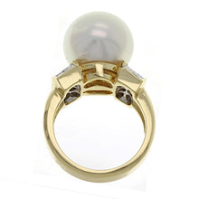 Load image into Gallery viewer, 14k Yellow Gold 1.02ctw Diamond &amp; 14mm White Cultured Pearl Raised Ring