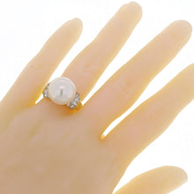 Load image into Gallery viewer, 14k Yellow Gold 1.02ctw Diamond &amp; 14mm White Cultured Pearl Raised Ring