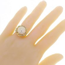 Load image into Gallery viewer, 14k Yellow Gold 0.17ctw Diamond &amp; 14mm Mabe Pearl Cocktail Ring