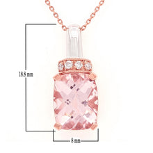 Load image into Gallery viewer, 14k Rose &amp; White Gold Rectangle Cushion-Cut Morganite &amp; Diamond Slider Pendant Necklace (0.08 Cttw, H-I Color, I1-I2), 18&quot;
