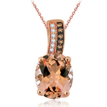 Load image into Gallery viewer, 14k Rose Gold Oval Morganite &amp; Diamond Slider Pendant Necklace (0.06 Cttw, H-I Color, I1-I2), 18&quot;
