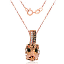 Load image into Gallery viewer, 14k Rose Gold Oval Morganite &amp; Diamond Slider Pendant Necklace (0.06 Cttw, H-I Color, I1-I2), 18&quot;