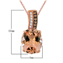 Load image into Gallery viewer, 14k Rose Gold Oval Morganite &amp; Diamond Slider Pendant Necklace (0.06 Cttw, H-I Color, I1-I2), 18&quot;