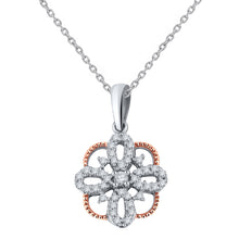 Load image into Gallery viewer, 14k Rose &amp; White Gold 1/5 Cttw Diamond Quatrefoil Looped Cross Pendant Necklace (H-I Color, I1-I2), 18&quot;