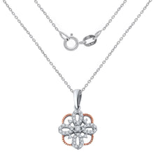 Load image into Gallery viewer, 14k Rose &amp; White Gold 1/5 Cttw Diamond Quatrefoil Looped Cross Pendant Necklace (H-I Color, I1-I2), 18&quot;