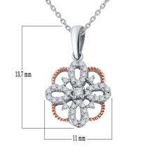 Load image into Gallery viewer, 14k Rose &amp; White Gold 1/5 Cttw Diamond Quatrefoil Looped Cross Pendant Necklace (H-I Color, I1-I2), 18&quot;