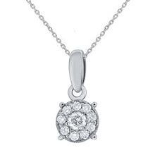 Load image into Gallery viewer, 14k White Gold 1/8 Cttw Diamond Circle Wheel Halo Charm Pendant Necklace (H-I Color, I1-I2), 18&quot;