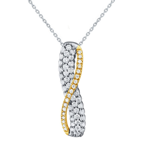 14k Two-Tone Gold & 1/2 Cttw Diamond Infinity Loop Slider Pendant Necklace (H-I Color, I1-I2), 18