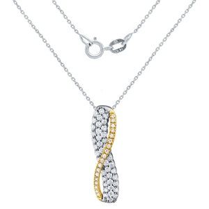 14k Two-Tone Gold & 1/2 Cttw Diamond Infinity Loop Slider Pendant Necklace (H-I Color, I1-I2), 18"