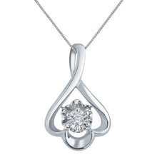 Load image into Gallery viewer, 10k White Gold &amp; Diamond Three-Petal Scalloped Loop Slider Pendant Necklace (0.03 Cttw, H-I Color, I1-I2), 18&quot;