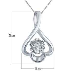 10k White Gold & Diamond Three-Petal Scalloped Loop Slider Pendant Necklace (0.03 Cttw, H-I Color, I1-I2), 18"