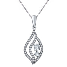 Load image into Gallery viewer, 14k White Gold &amp; 1/2 Cttw Diamond Accented Leaf-Shaped Pendant Necklace (H-I Color, I1-I2), 18&quot;
