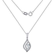 Load image into Gallery viewer, 14k White Gold &amp; 1/2 Cttw Diamond Accented Leaf-Shaped Pendant Necklace (H-I Color, I1-I2), 18&quot;
