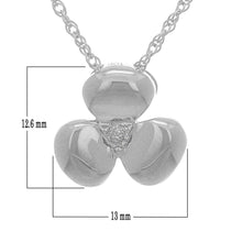 Load image into Gallery viewer, 10k Yellow, White or Rose Gold &amp; 1/20 Ct Diamond Three-Petaled Flower Hidden Bail Pendant Necklace, 18&quot; (H-I Color, I1-I2)