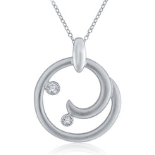 Load image into Gallery viewer, 10k White Gold Diamond-Accented Scrolled Open Circle Pendant Necklace (0.08 Cttw, H-I Color, I2-I3), 18&quot;