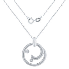 Load image into Gallery viewer, 10k White Gold Diamond-Accented Scrolled Open Circle Pendant Necklace (0.08 Cttw, H-I Color, I2-I3), 18&quot;