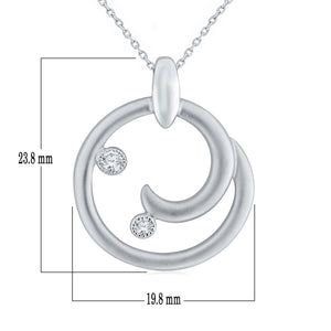 10k White Gold Diamond-Accented Scrolled Open Circle Pendant Necklace (0.08 Cttw, H-I Color, I2-I3), 18"