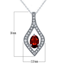 Load image into Gallery viewer, 10k White Gold Oval Rhodolite Garnet and 1/20 Cttw Diamond-Accented Open Leaf Slider Pendant Necklace (H-I Color, I1-I2), 18&quot;