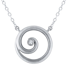 Load image into Gallery viewer, 10k White Gold &amp; Diamond Open Spiral Circle Pendant Necklace, 18&quot; (0.03 Cttw, H-I Color, I1-I2)