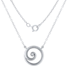 Load image into Gallery viewer, 10k White Gold &amp; Diamond Open Spiral Circle Pendant Necklace, 18&quot; (0.03 Cttw, H-I Color, I1-I2)