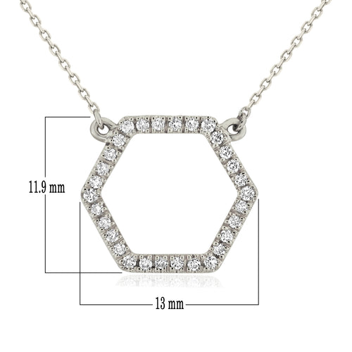 14k Yellow, White or Rose Gold 1/8 Cttw Diamond-Accented Open Hexagon Necklace, 18