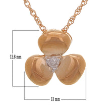 Load image into Gallery viewer, 10k Yellow, White or Rose Gold &amp; 1/20 Ct Diamond Three-Petaled Flower Hidden Bail Pendant Necklace, 18&quot; (H-I Color, I1-I2)