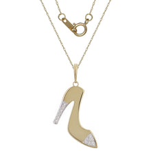 Load image into Gallery viewer, 10k Yellow Gold Diamond-Studded Stiletto Shoe Shaped Pendant Necklace (0.03 cttw, I-J Color, I1-I2 Clarity), 18&quot;