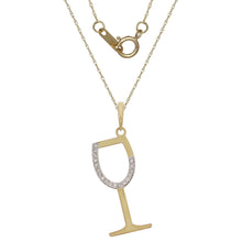 Load image into Gallery viewer, 10k Yellow Gold Diamond-Studded Wine Glass Shaped Pendant Necklace (0.03 cttw, I-J Color, I1-I2 Clarity), 18&quot;