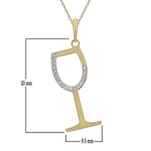 Load image into Gallery viewer, 10k Yellow Gold Diamond-Studded Wine Glass Shaped Pendant Necklace (0.03 cttw, I-J Color, I1-I2 Clarity), 18&quot;