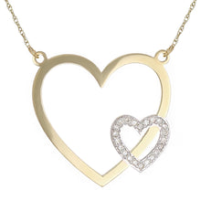 Load image into Gallery viewer, 10k Yellow Gold Diamond-Studded Double Heart Shaped Pendant Necklace (0.03 cttw, I-J Color, I1-I2 Clarity), 18&quot;