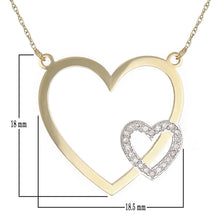 Load image into Gallery viewer, 10k Yellow Gold Diamond-Studded Double Heart Shaped Pendant Necklace (0.03 cttw, I-J Color, I1-I2 Clarity), 18&quot;