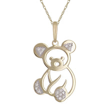 Load image into Gallery viewer, 10k Yellow Gold Diamond-Studded Teddy Bear Shaped Pendant Necklace (0.03 cttw, I-J Color, I1-I2 Clarity), 18&quot;