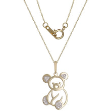 Load image into Gallery viewer, 10k Yellow Gold Diamond-Studded Teddy Bear Shaped Pendant Necklace (0.03 cttw, I-J Color, I1-I2 Clarity), 18&quot;
