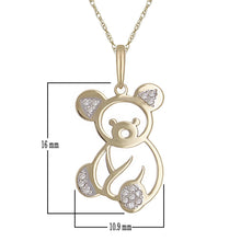 Load image into Gallery viewer, 10k Yellow Gold Diamond-Studded Teddy Bear Shaped Pendant Necklace (0.03 cttw, I-J Color, I1-I2 Clarity), 18&quot;