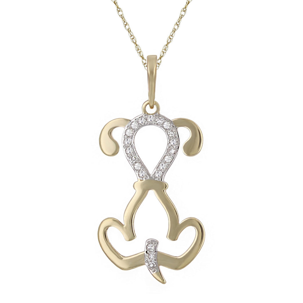 10k Yellow Gold Diamond-Studded Puppy Dog Shaped Pendant Necklace (0.03 cttw, I-J Color, I1-I2 Clarity), 18