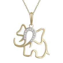 Load image into Gallery viewer, 10k Yellow Gold Diamond-Studded Elephant Shaped Pendant Necklace (0.03 cttw, I-J Color, I1-I2 Clarity), 18&quot;