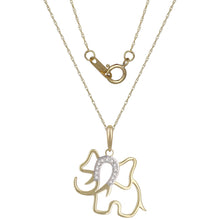 Load image into Gallery viewer, 10k Yellow Gold Diamond-Studded Elephant Shaped Pendant Necklace (0.03 cttw, I-J Color, I1-I2 Clarity), 18&quot;