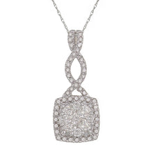 Load image into Gallery viewer, 14k White Gold and Diamond Square Cluster Eternity Bail Pendant Necklace (0.70 cttw, I-J Color, I1-I2 Clarity), 18&quot;
